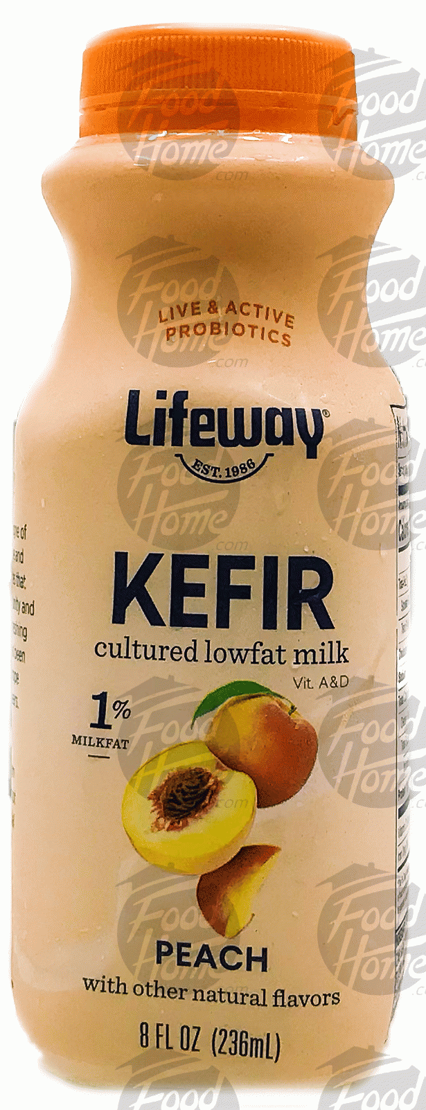 Lifeway  kefir cultured, 1% milkfat, lowfat milk, peach, plastic bottle Full-Size Picture